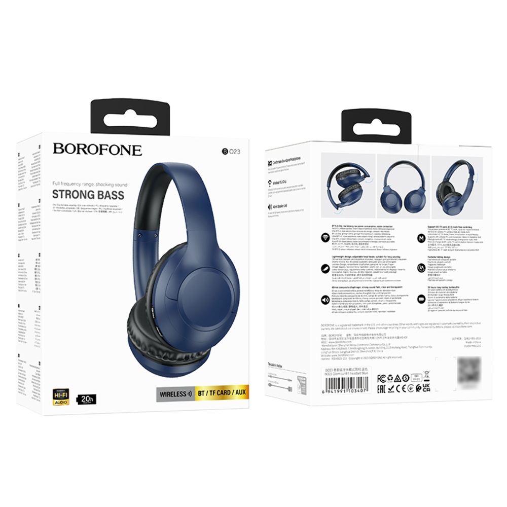 Беспроводные наушники Borofone BO23 накладные blue