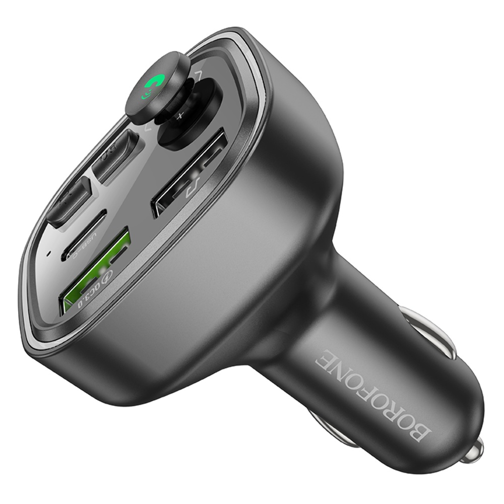 Автомобильное зарядное устройство Borofone BC48 2 USB/ Type-C/ QC 18W c FM-модулятором (USB/ TF card/ Bluetooth) черное