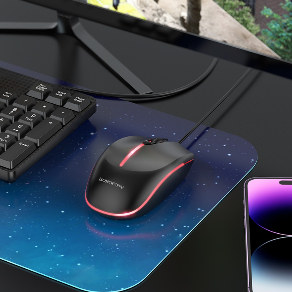 Игровая мышь Borofone BG10 с подсветкой черная