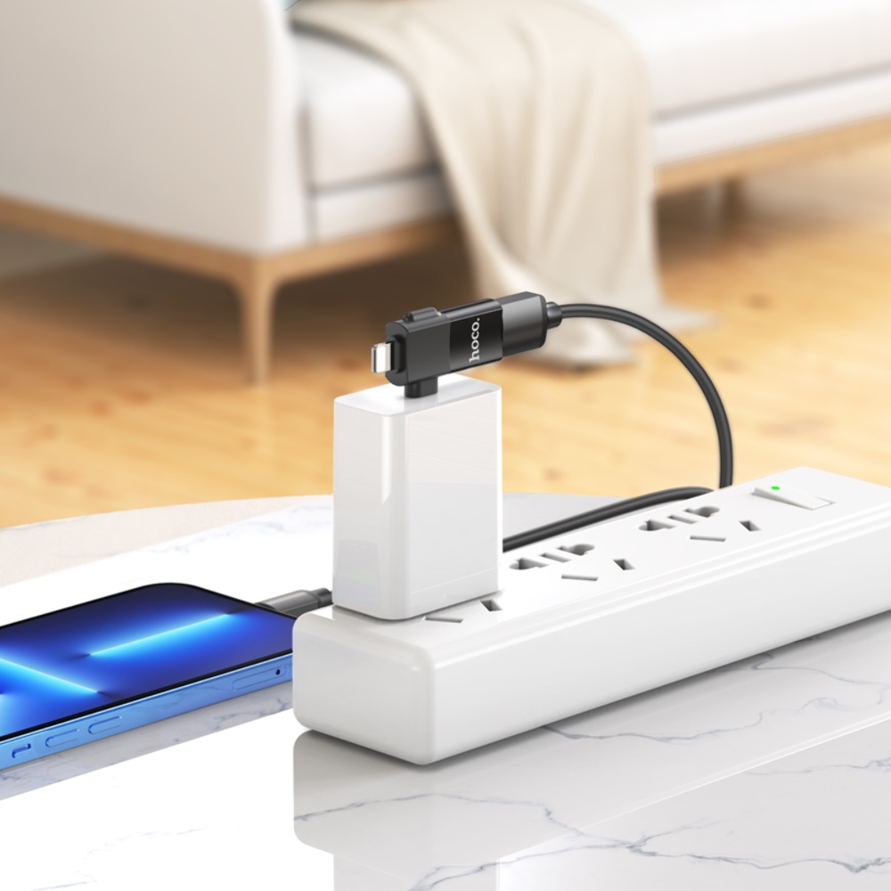 Адаптер переходник Hoco UA17 USB to Type-C/ Lightning черный