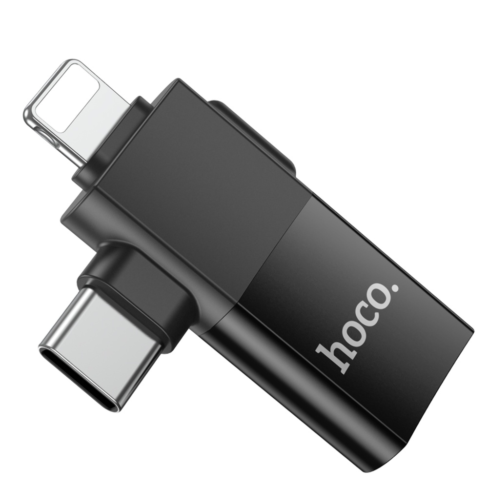 Адаптер переходник Hoco UA17 USB to Type-C/ Lightning черный