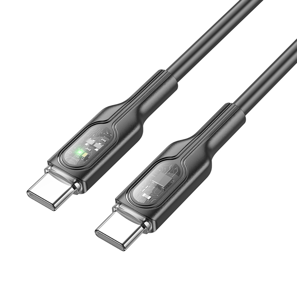 Кабель Hoco U120 с индикатором Type-C to Type-C PD 60W 1.2m black