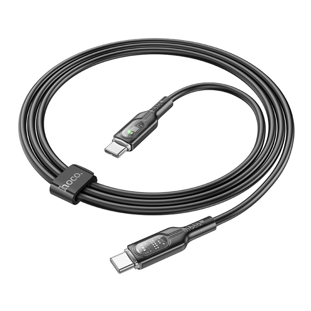 Кабель Hoco U120 с индикатором Type-C to Type-C PD 60W 1.2m black