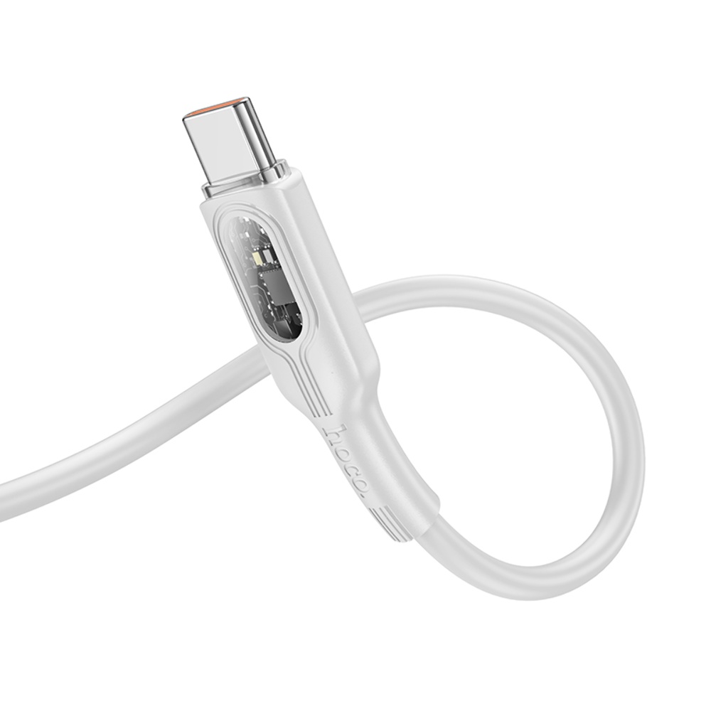 Кабель Hoco U120 с индикатором USB to Type-C QC 27W 1.2m grey
