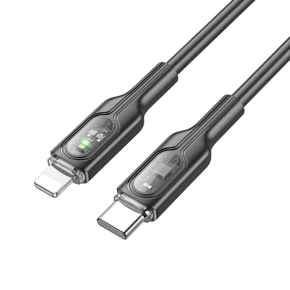 Кабель Hoco U120 с индикатором Type-C to Lightning PD 27W 1.2m black