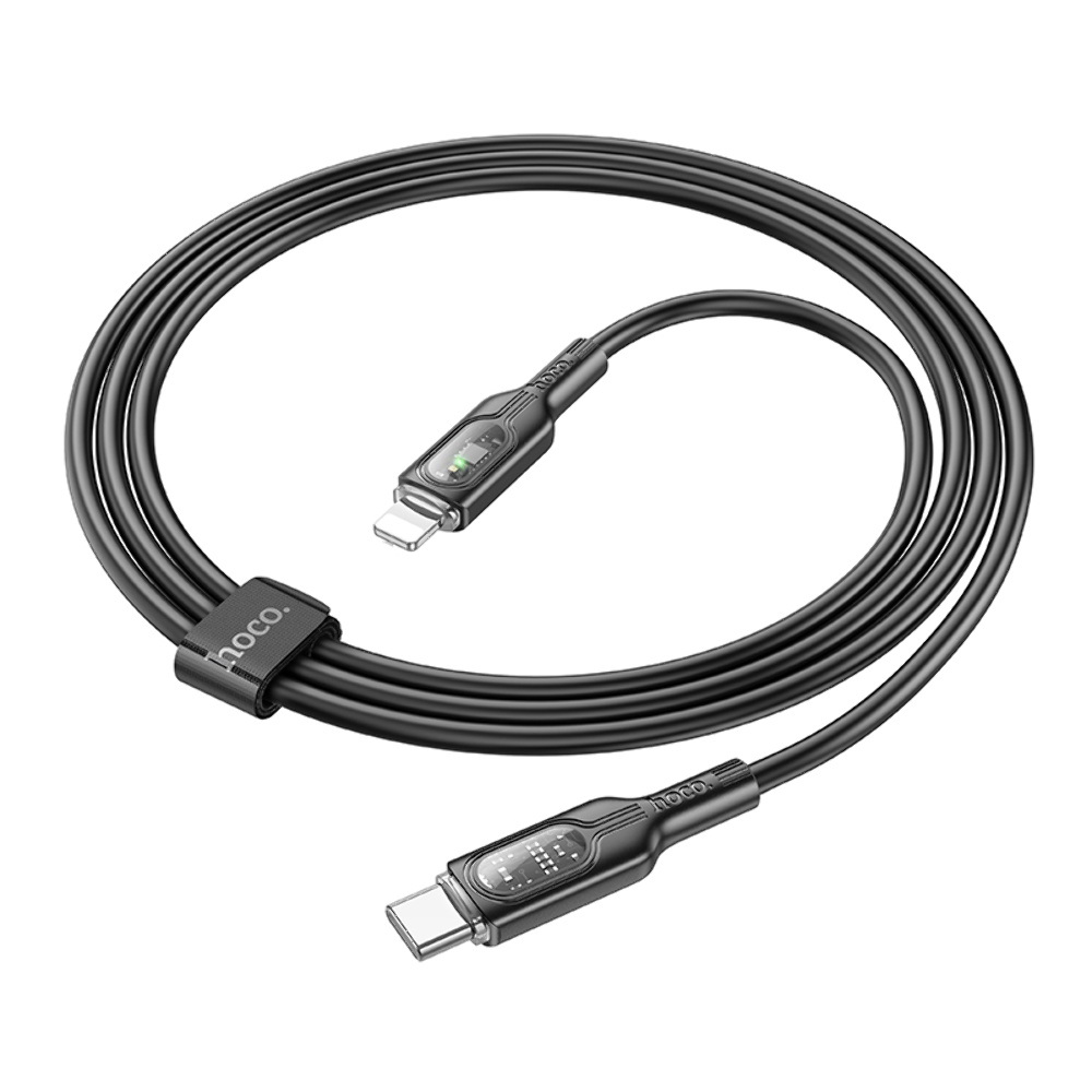 Кабель Hoco U120 с индикатором Type-C to Lightning PD 27W 1.2m black