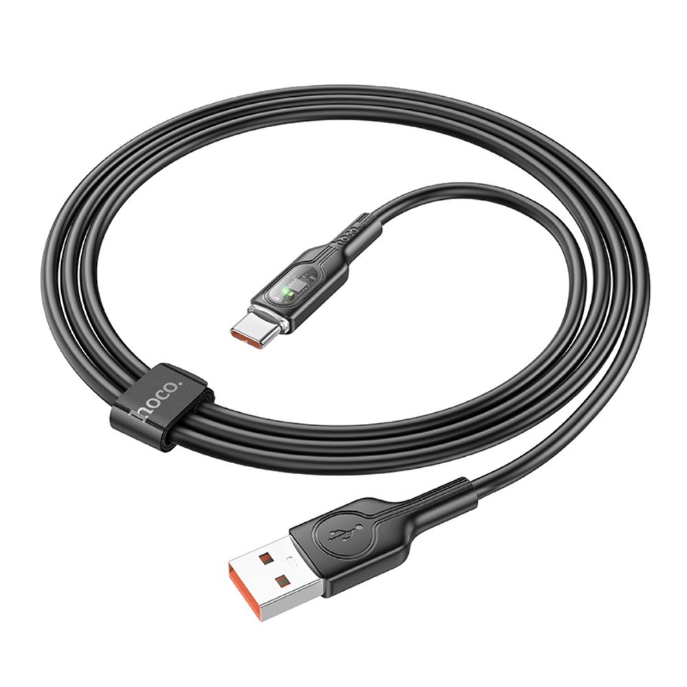 Кабель Hoco U120 с индикатором USB to Type-C QC 27W 1.2m black