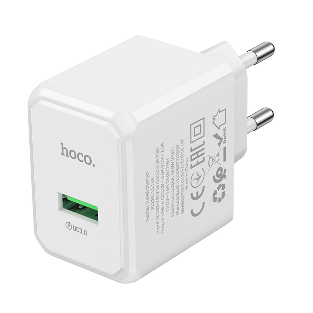 Сетевое зарядное устройство Hoco CS12A USB белое