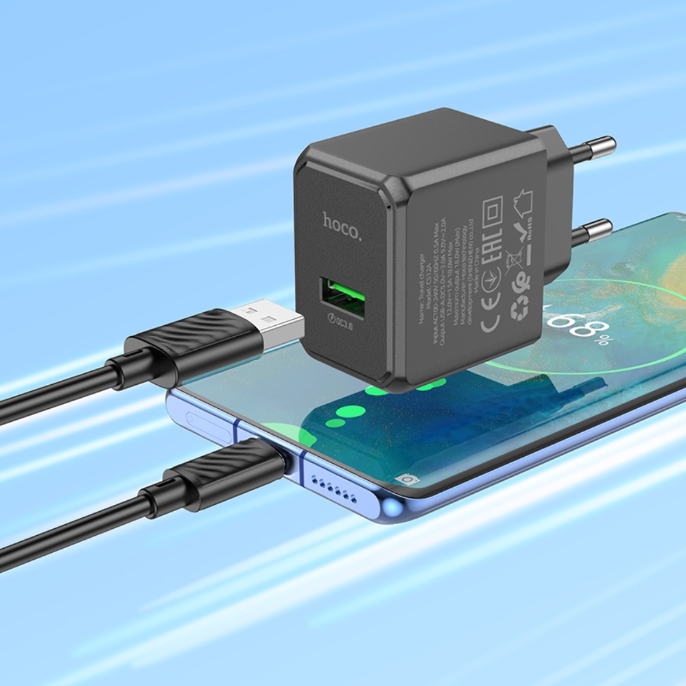 Сетевое зарядное устройство Hoco CS12A USB 18W черное