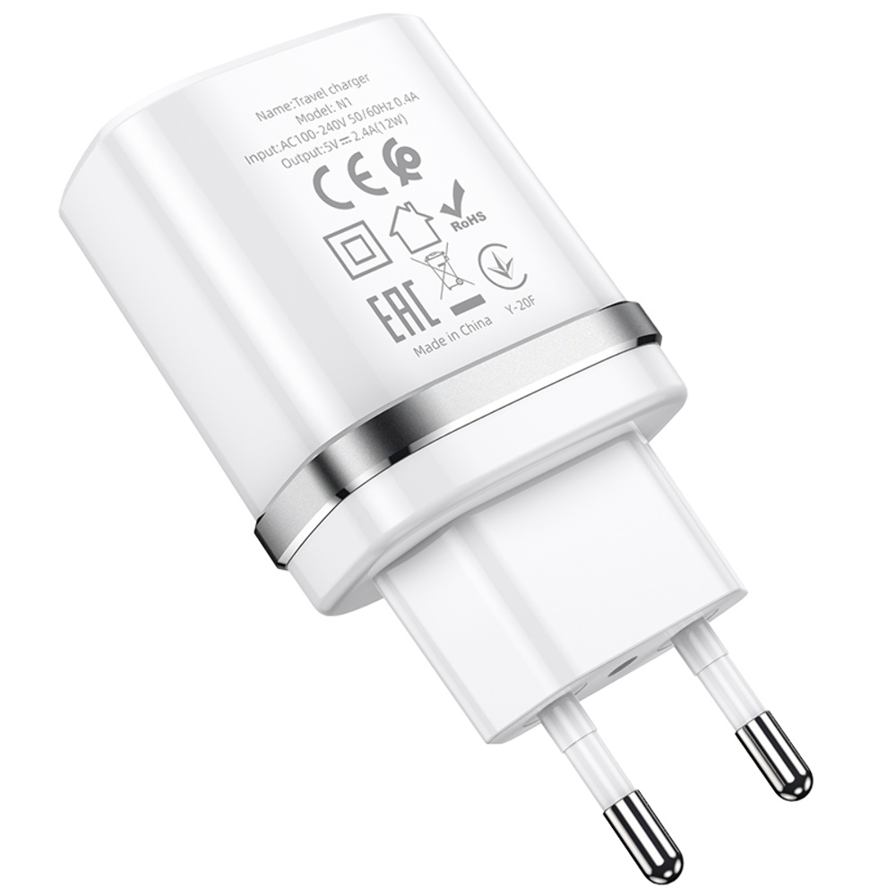 Сетевое зарядное устройство Hoco N1 USB белое