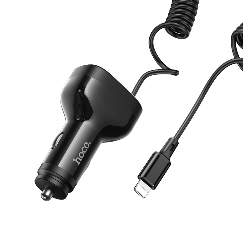 Автомобильное зарядное устройство Hoco NZ11A 2USB/ Type-C PD 30W черное + кабель Lightning