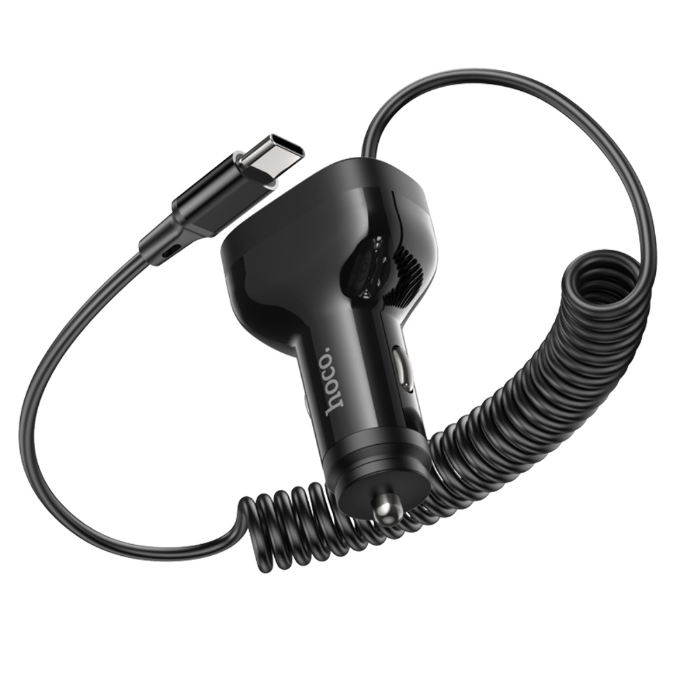 Автомобильное зарядное устройство Hoco NZ11A 2USB/ Type-C PD 30W черное + кабель Type-C
