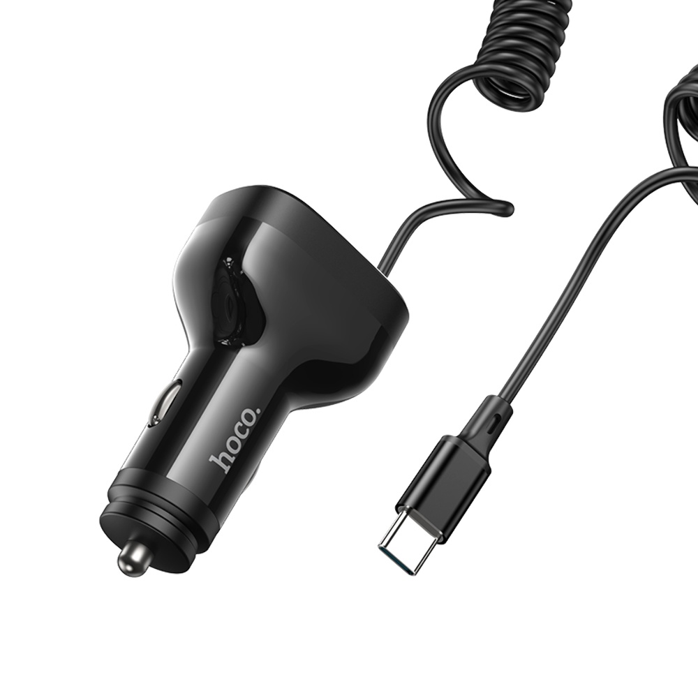 Автомобильное зарядное устройство Hoco NZ11A 2USB/ Type-C PD 30W черное + кабель Type-C