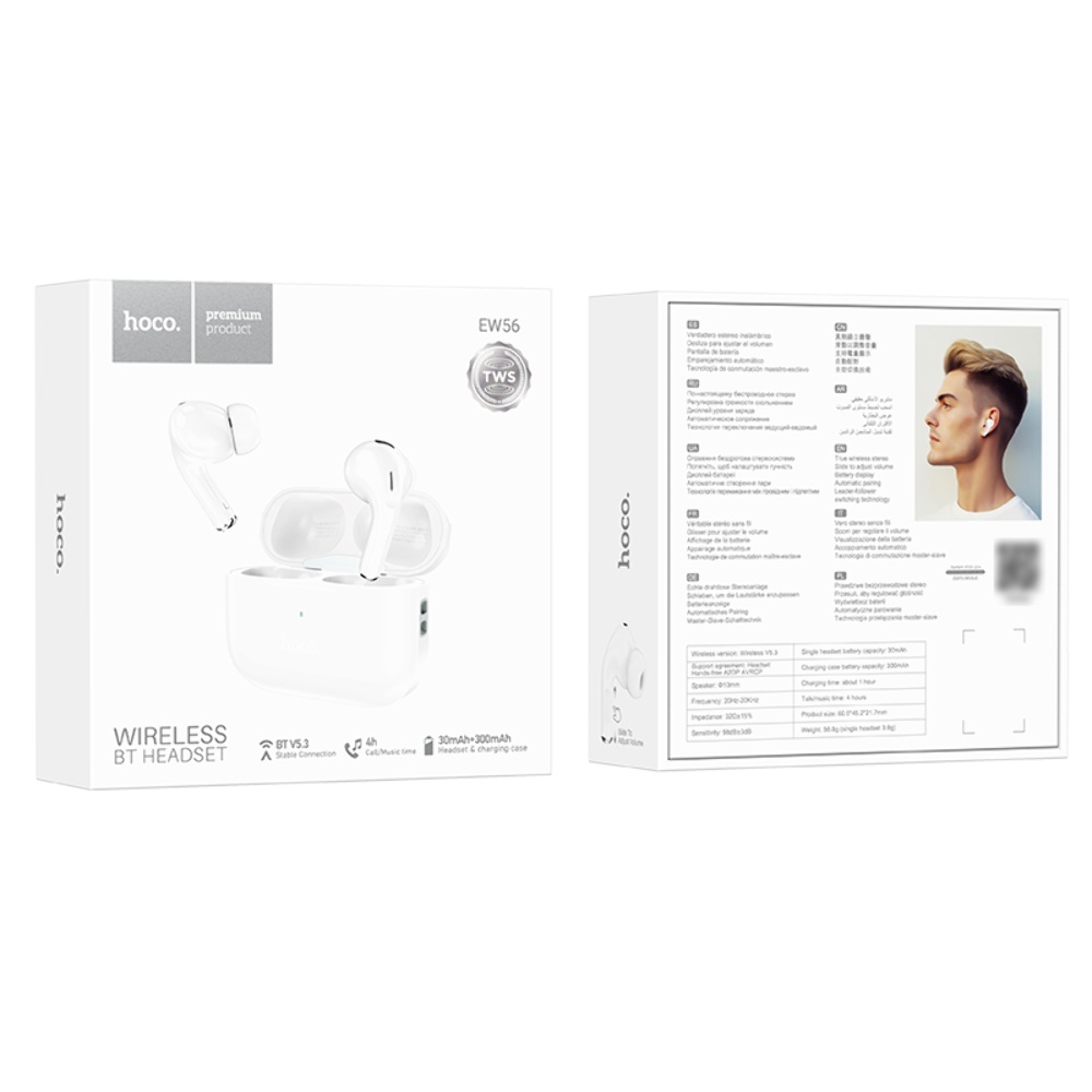 Беспроводные TWS наушники Hoco EW56 вакуумные white