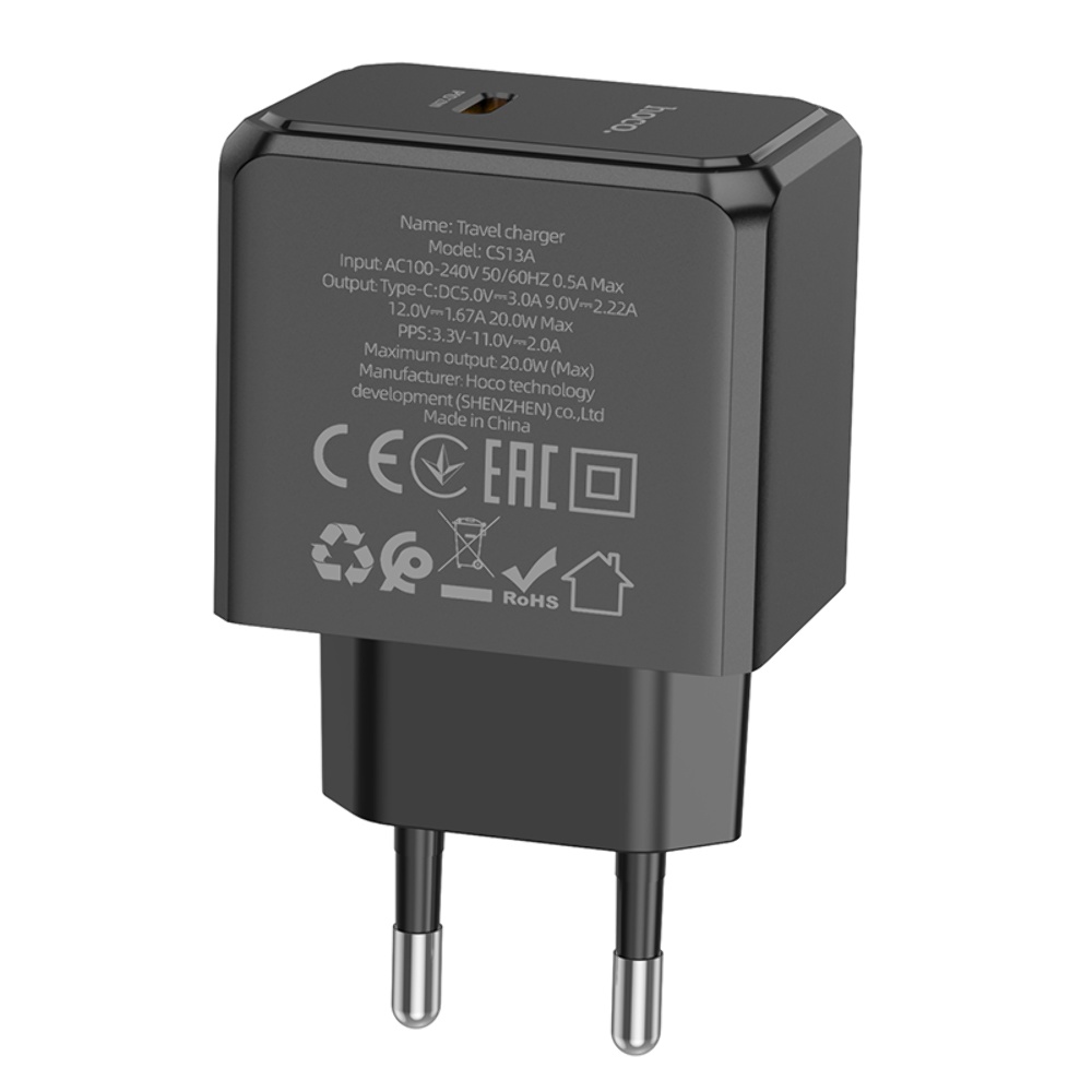 Сетевое зарядное устройство Hoco CS13A Type-C 20W черное