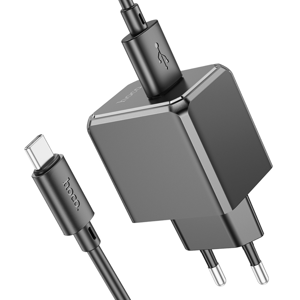 Сетевое зарядное устройство Hoco CS11A USB черное + кабель USB to Type-C