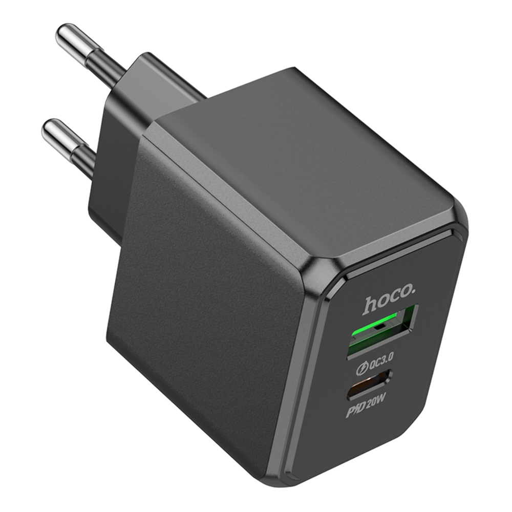 Сетевое зарядное устройство Hoco CS14A USB/ Type-C QC PD 20W черное