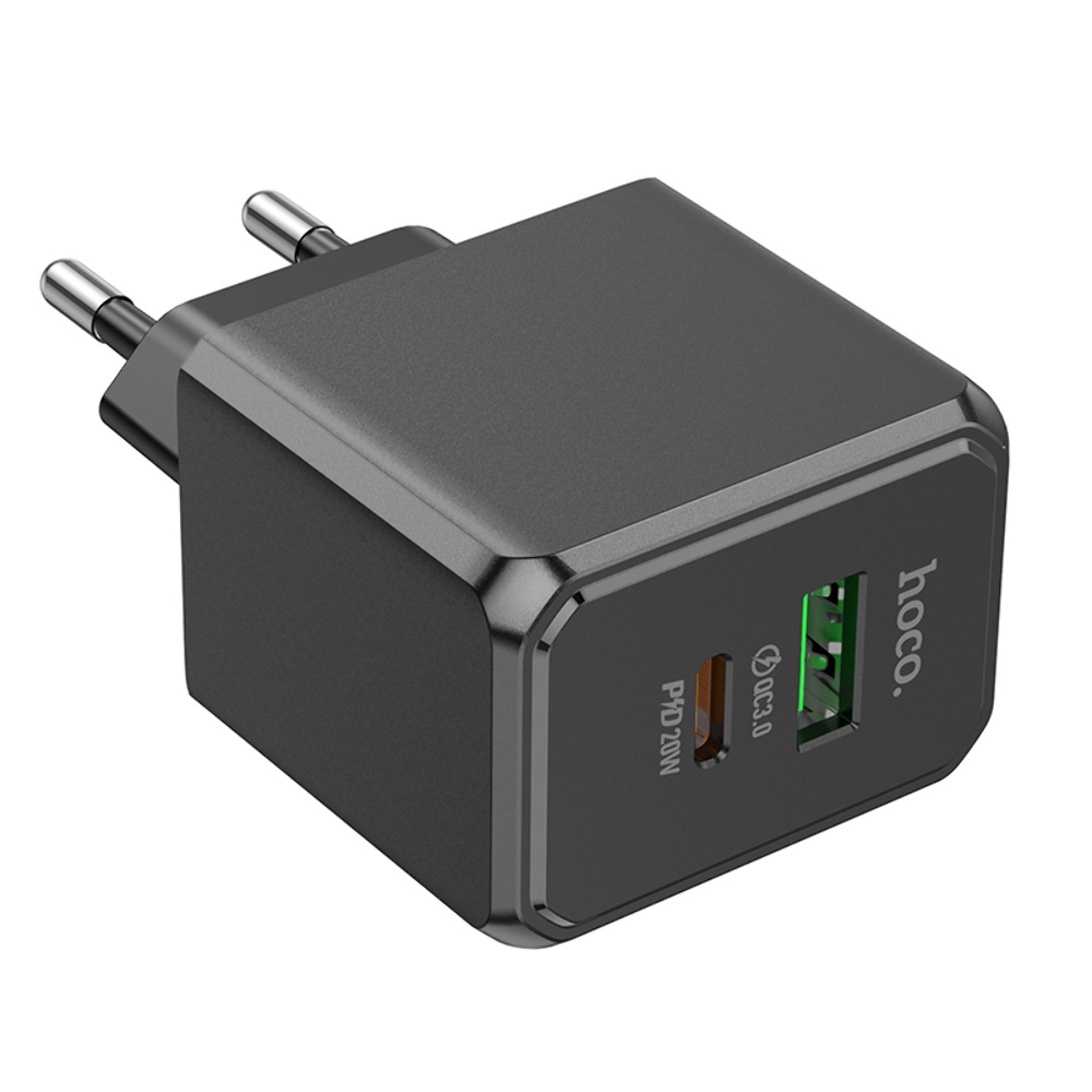 Сетевое зарядное устройство Hoco CS14A USB/ Type-C QC PD 20W черное