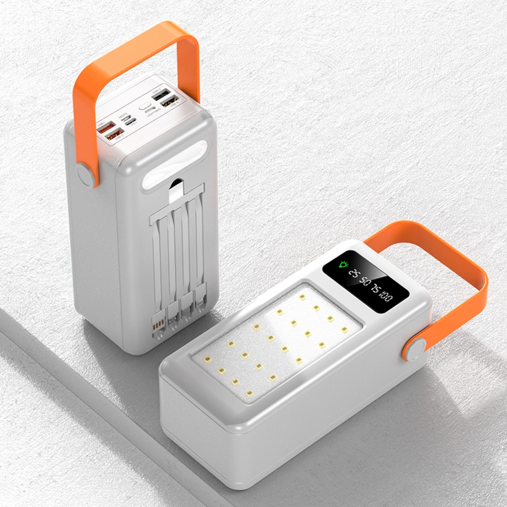 Корпус Multi-powerbank S21, под элементы 18650 до 21 шт, 22.5W, с фонарём, белый