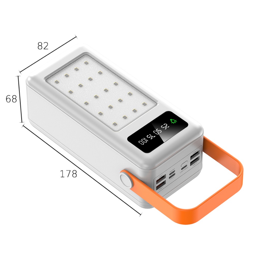 Корпус Multi-powerbank S21, под элементы 18650 до 21 шт, 22.5W, с фонарём, белый