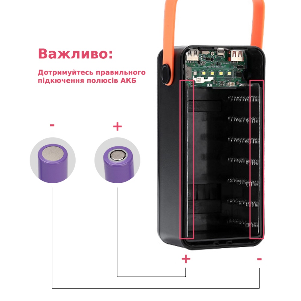 Корпус Multi-powerbank S21, под элементы 18650 до 21 шт, 22.5W, с фонарём, черный