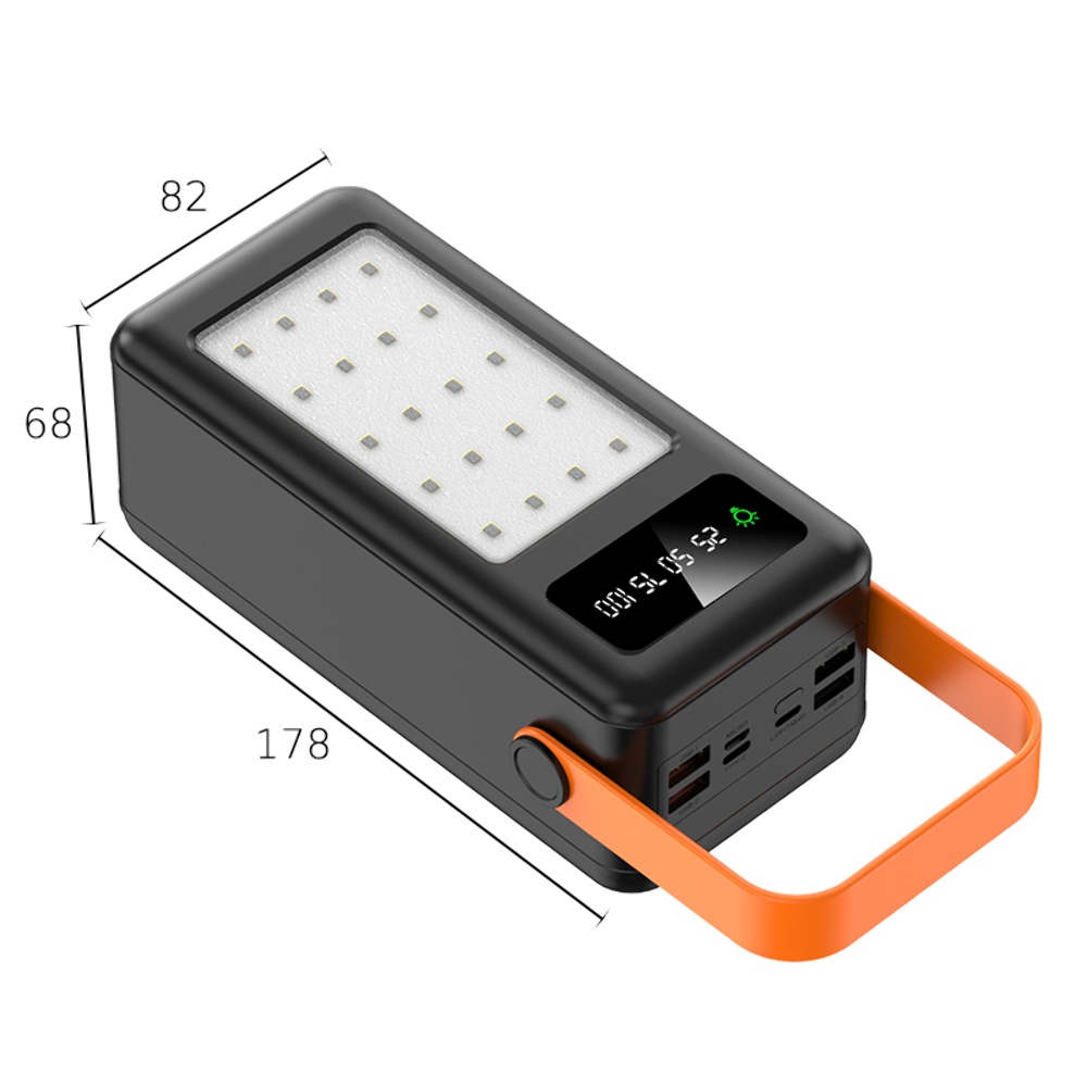 Корпус Multi-powerbank S21, под элементы 18650 до 21 шт, 22.5W, с фонарём, черный