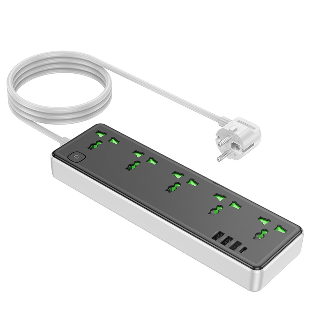 Сетевое зарядное устройство удлинитель Hoco AC13A 3 USB/ Type-C 5 розеток 1m черный
