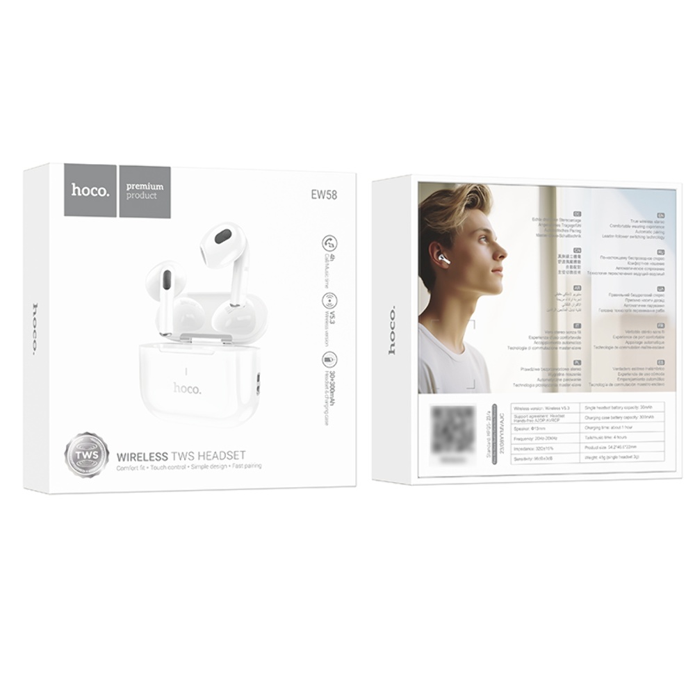 Беспроводные TWS наушники Hoco EW58 вкладыши white