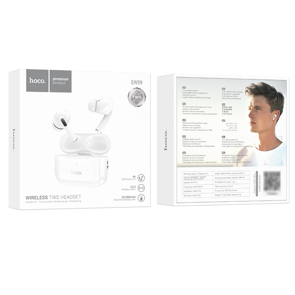 Беспроводные TWS наушники Hoco EW59 вакуумные white