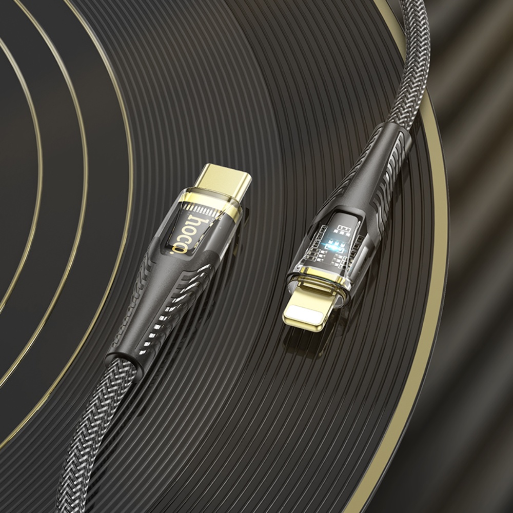Кабель Hoco U121 с индикатором Type-C to Lightning PD 27W 1.2m black