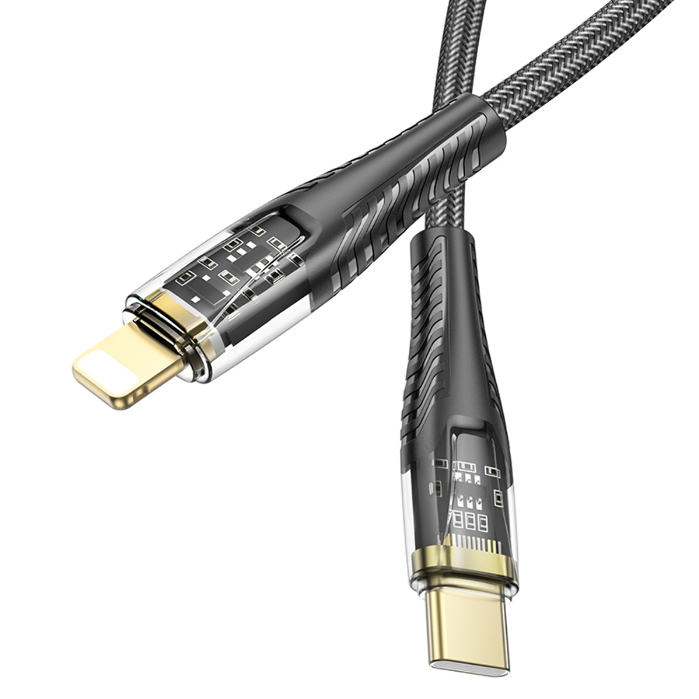 Кабель Hoco U121 с индикатором Type-C to Lightning PD 27W 1.2m black