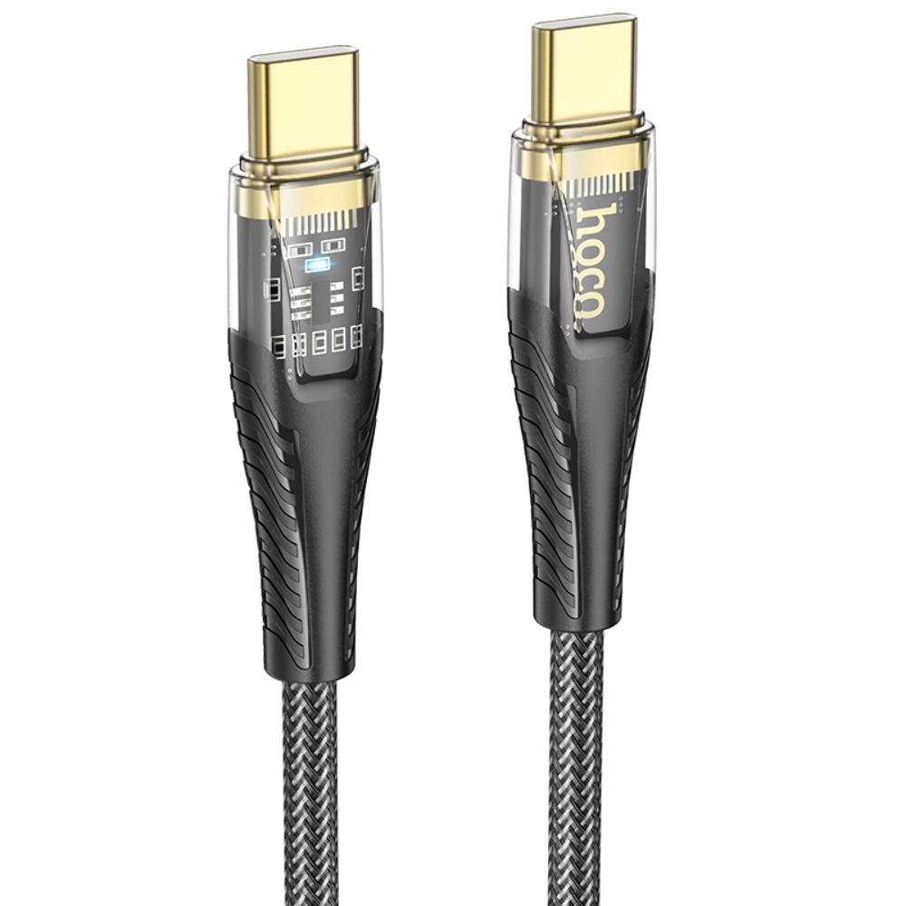 Кабель Hoco U121 с индикатором Type-C to Type-C PD 60W 1.2m black