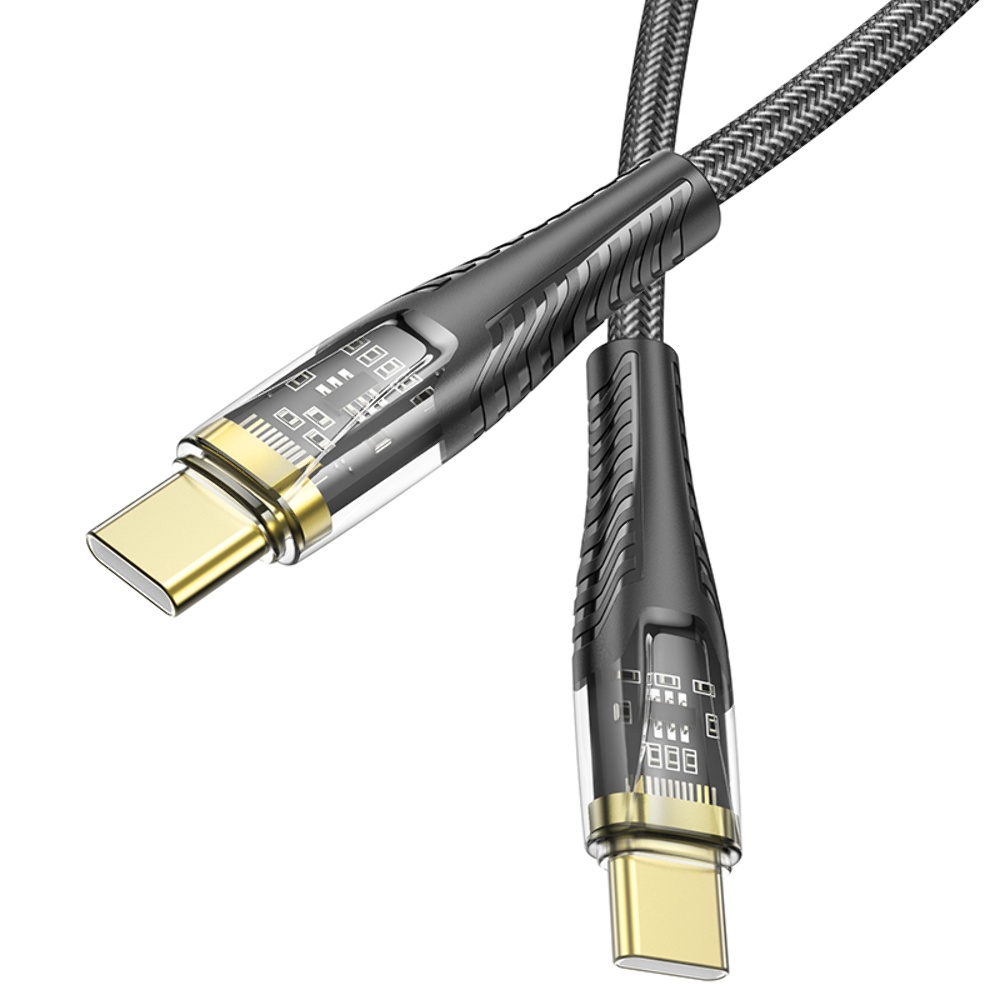 Кабель Hoco U121 с индикатором Type-C to Type-C PD 60W 1.2m black
