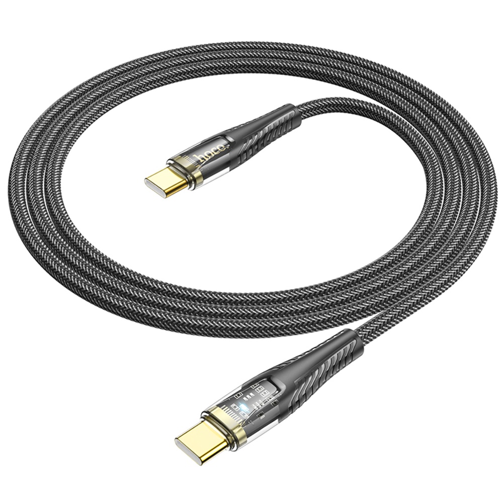 Кабель Hoco U121 с индикатором Type-C to Type-C PD 60W 1.2m black