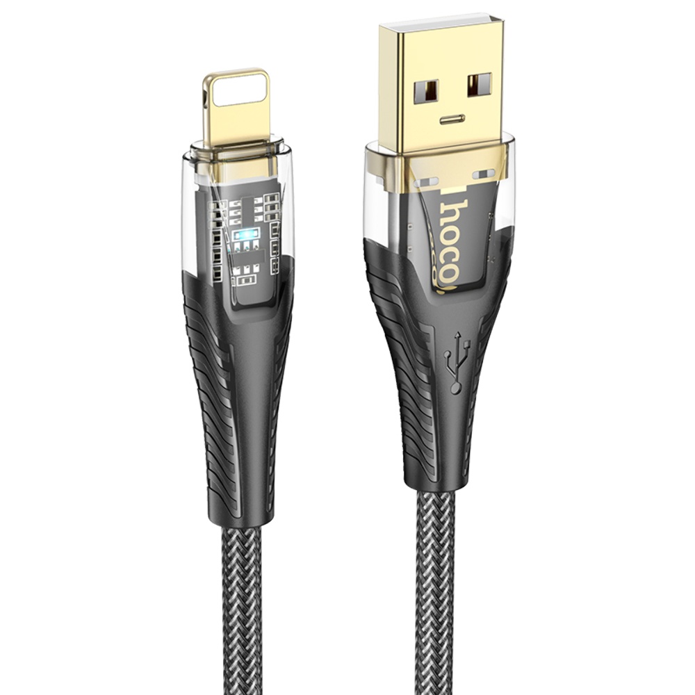 Кабель Hoco U121 с индикатором USB to Lightning 1.2m black