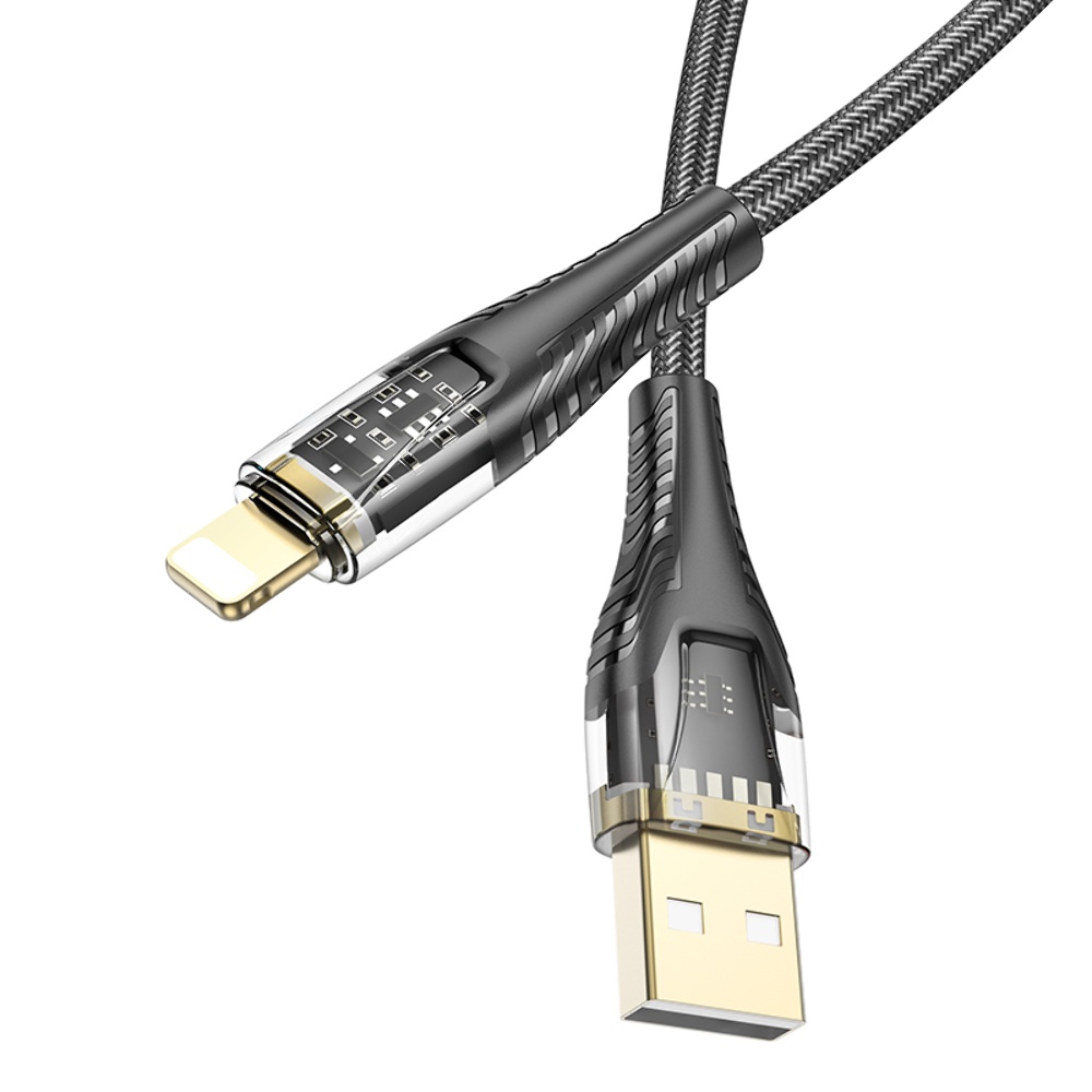 Кабель Hoco U121 с индикатором USB to Lightning 1.2m black
