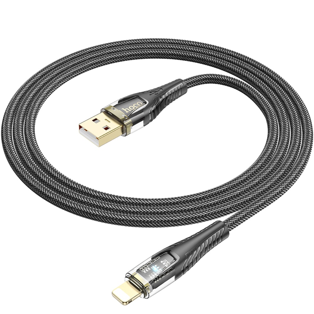 Кабель Hoco U121 с индикатором USB to Lightning 1.2m black