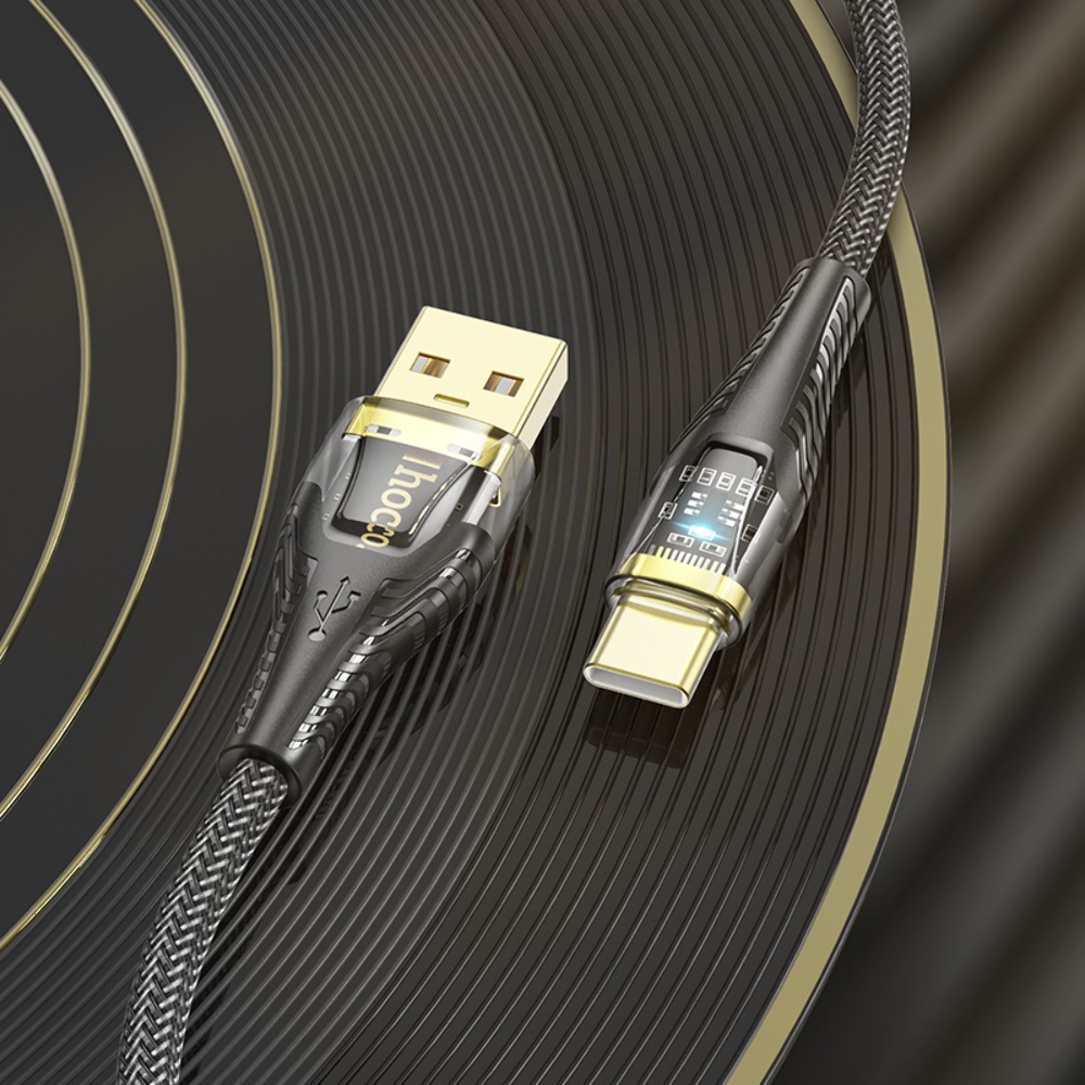 Кабель Hoco U121 с индикатором USB to Type-C 1.2m black