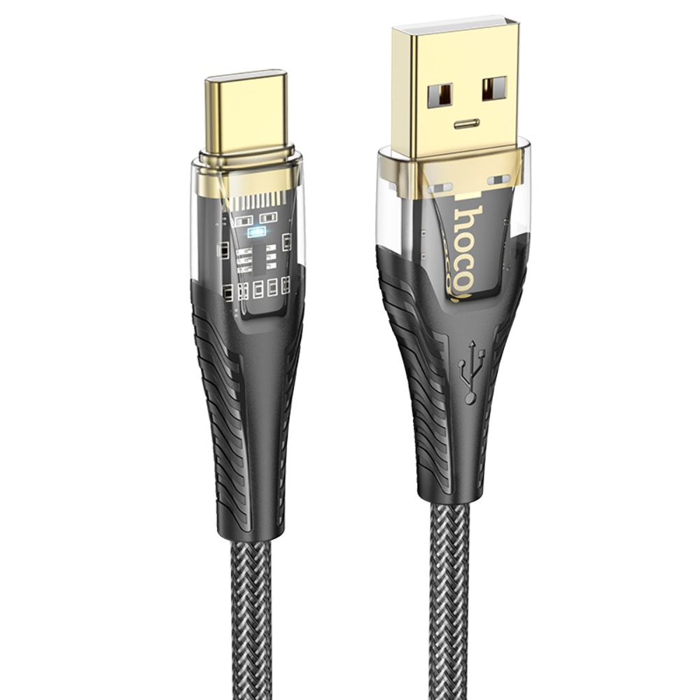 Кабель Hoco U121 с индикатором USB to Type-C 1.2m black