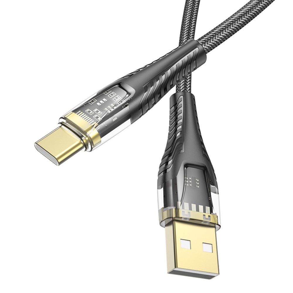 Кабель Hoco U121 с индикатором USB to Type-C 1.2m black
