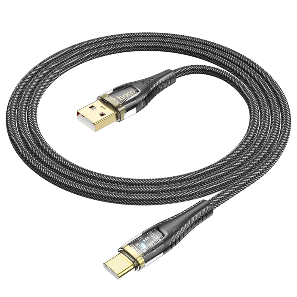 Кабель Hoco U121 с индикатором USB to Type-C 1.2m black