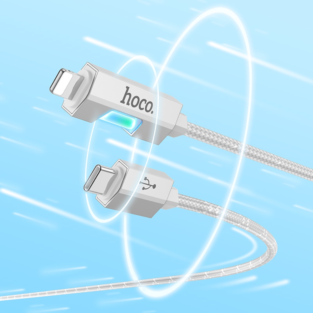 Кабель Hoco U123 с индикатором Type-C to Lightning PD 27W 1.2m grey