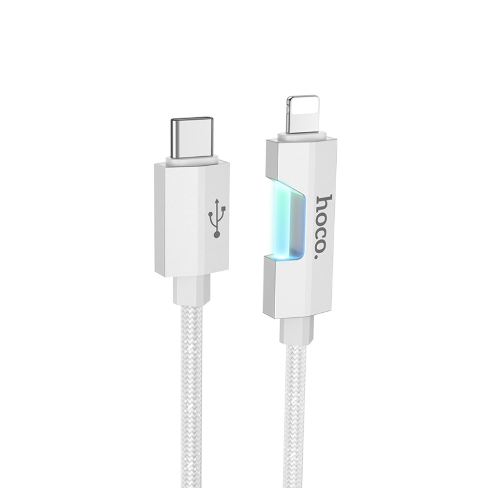 Кабель Hoco U123 с индикатором Type-C to Lightning PD 27W 1.2m grey