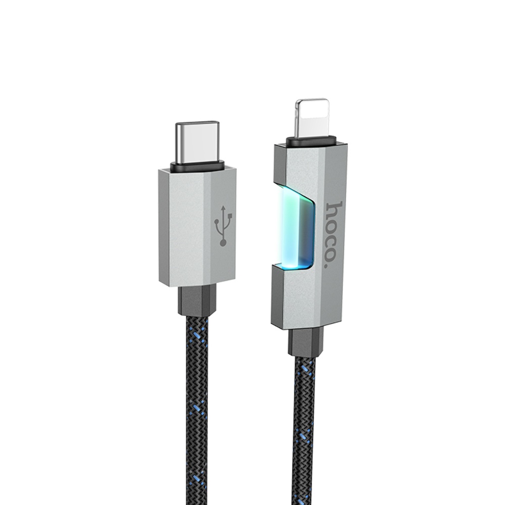 Кабель Hoco U123 с индикатором Type-C to Lightning PD 27W 1.2m black