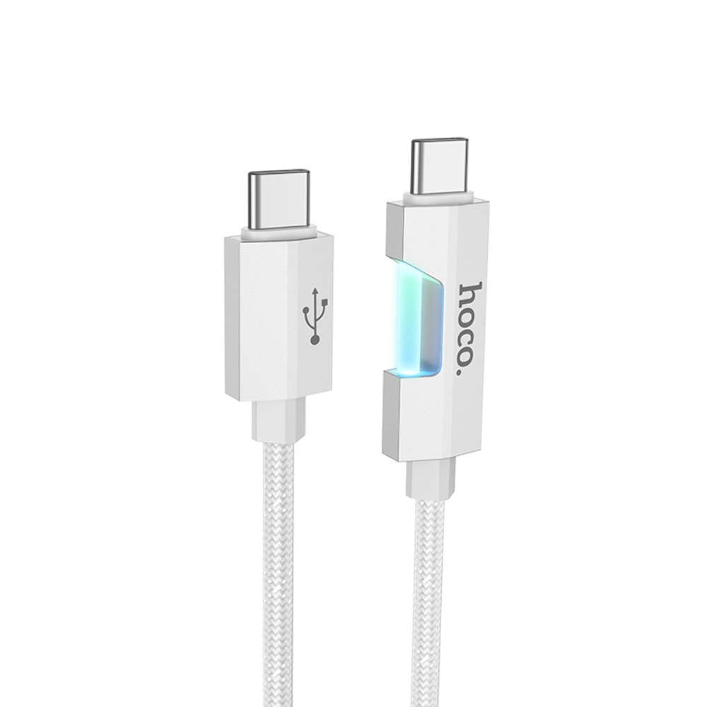 Кабель Hoco U123 с индикатором Type-C to Type-C PD 60W 1.2m grey