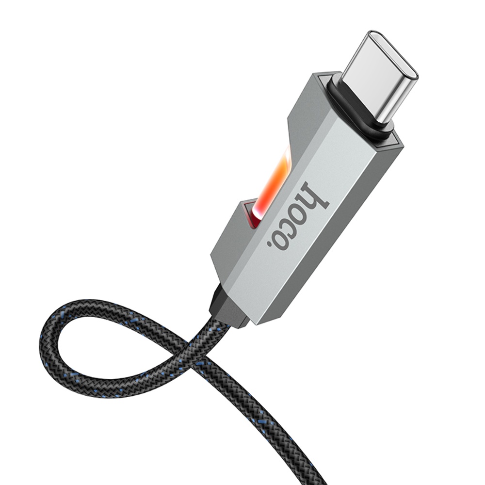 Кабель Hoco U123 с индикатором Type-C to Type-C PD 60W 1.2m black