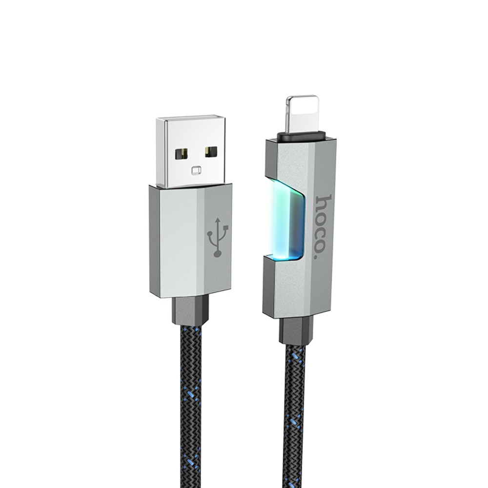 Кабель Hoco U123 с индикатором USB to Lightning 1.2m black