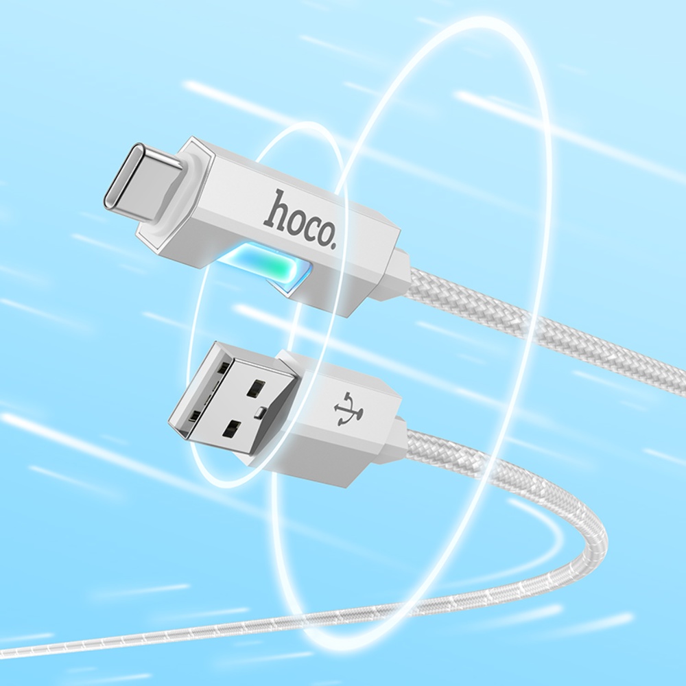 Кабель Hoco U123 с индикатором USB to Type-C 1.2m grey