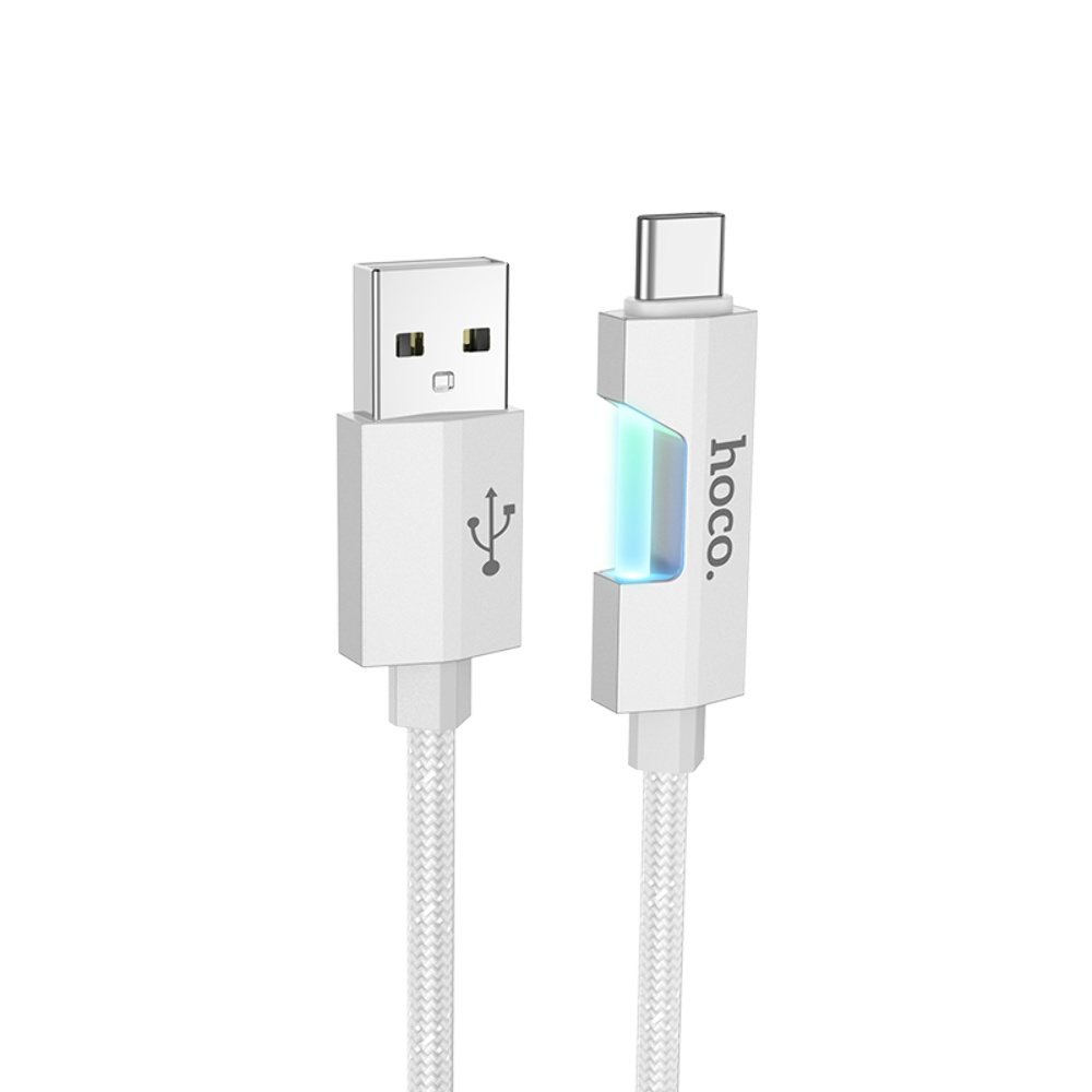 Кабель Hoco U123 с индикатором USB to Type-C 1.2m grey