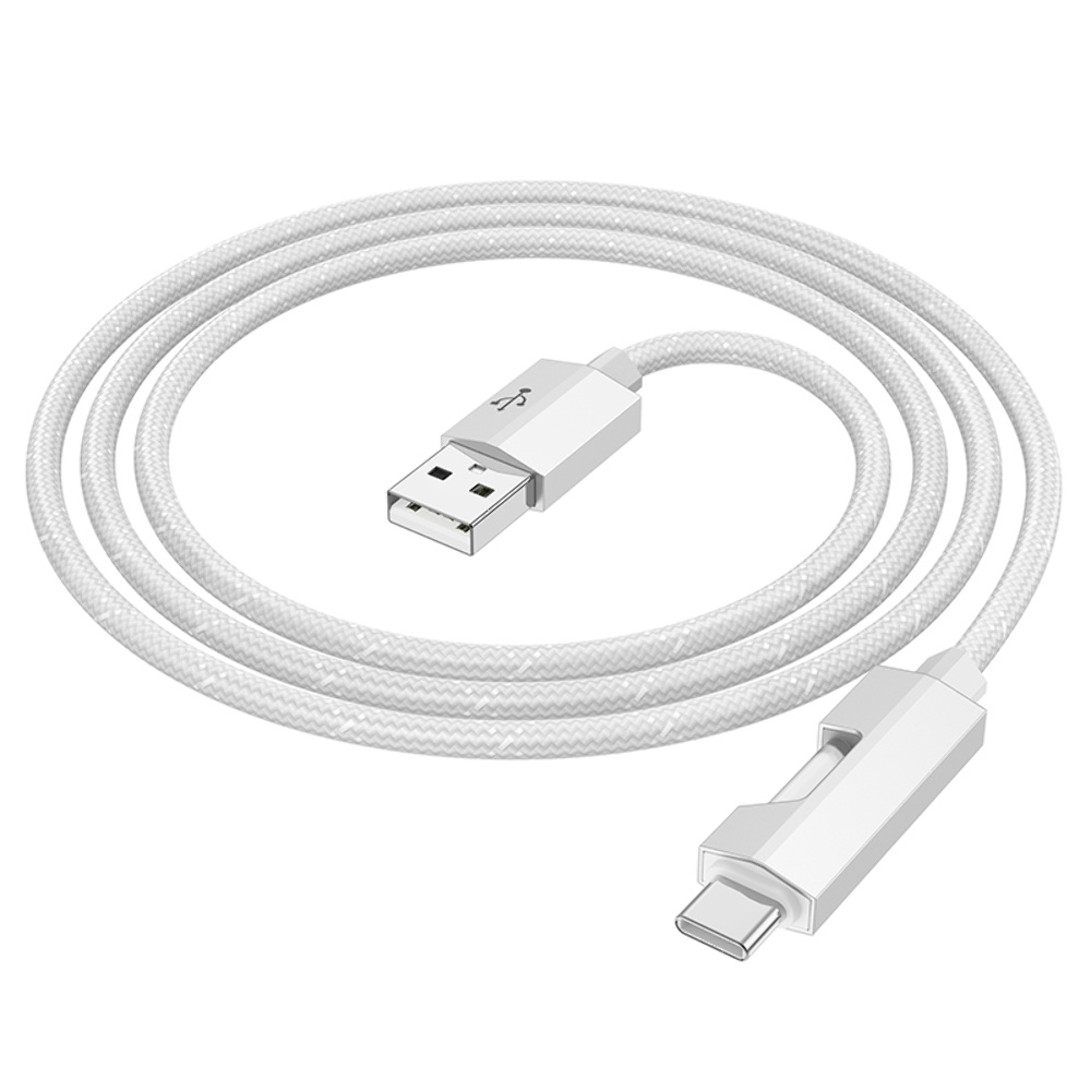 Кабель Hoco U123 с индикатором USB to Type-C 1.2m grey